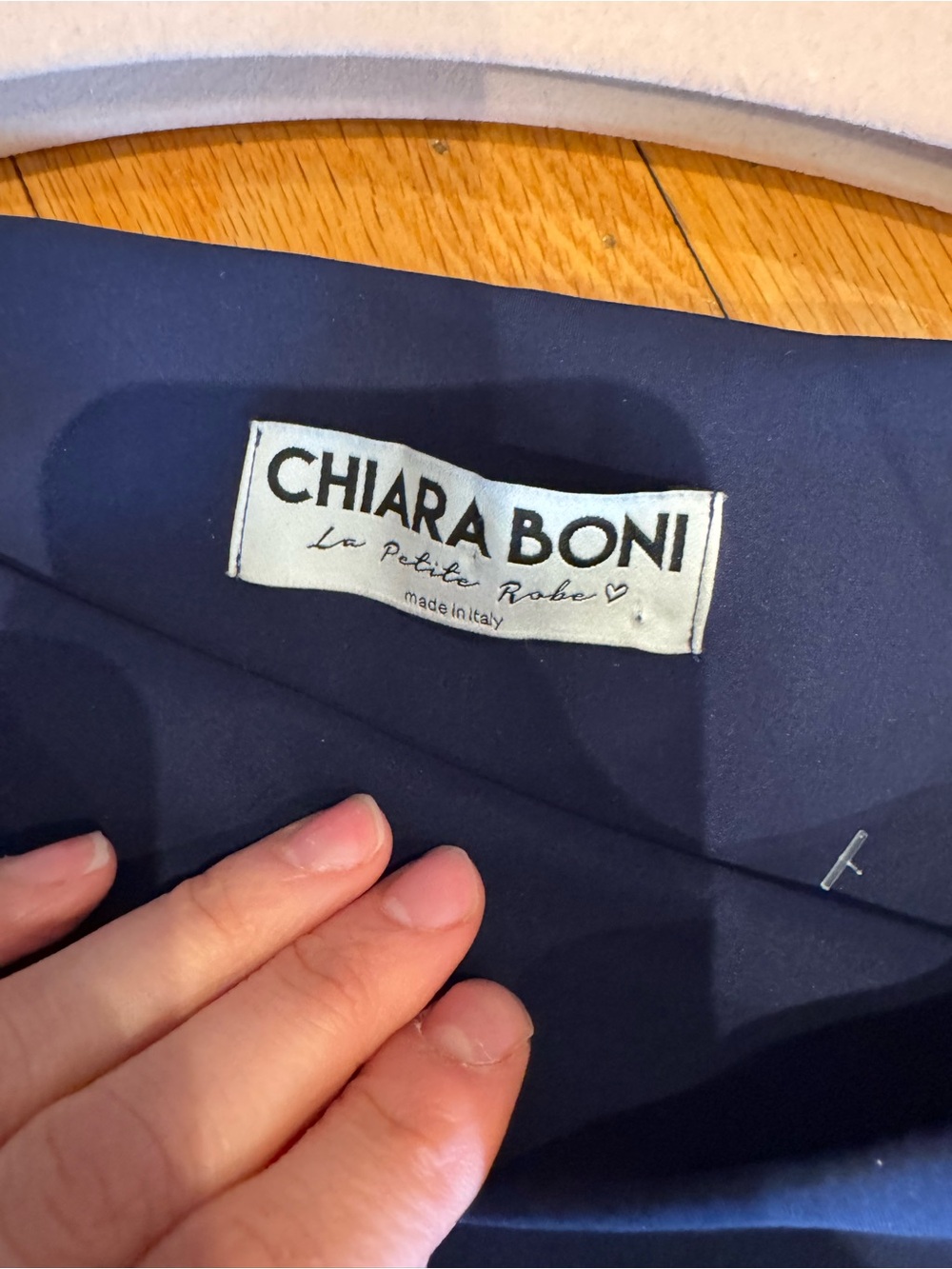 Chiara Boni Navy Off-Shoulder Midi Dress with Front Cutout - Picture 8 of 10